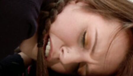 College babe dominated in the bathroom