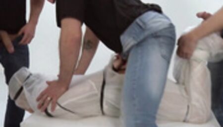 Busty Russian blonde group fucked