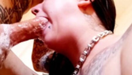 Face WET like a baptism MESSY slobbering deepthroat CUM IN MOUTH