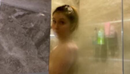 A young pervert looked at his stepmother in the shower