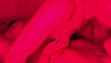Real Couple having Passionate and Romantic Sex under Red Led Lights