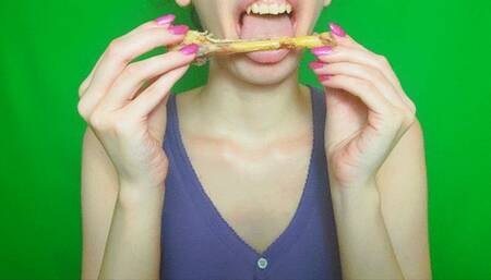 I lick a chicken leg bone