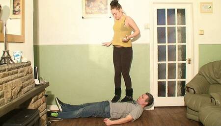 Sophie Stepping On Her Slave In UGG Boots On The Cold Hard Floor