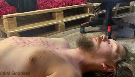 Face as a footstool after wax play