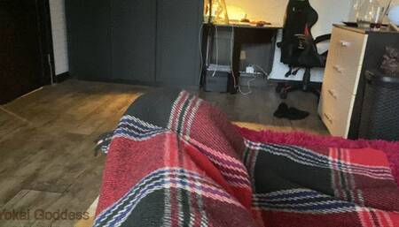 Barefoot face trampling and soles licking from My pov