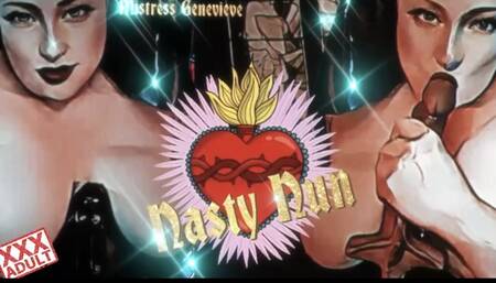 CARTOON VERSION Lusty Nasty Nun Heretic Fetishist cums hard with a Jackhammer Jesus and Hitachi