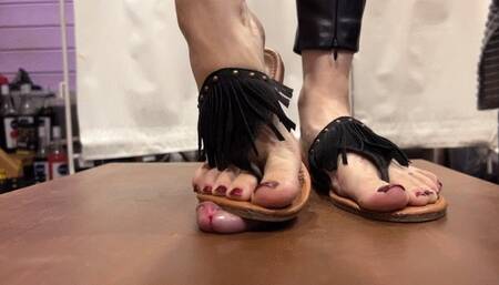 Cock trampling and footjob with dirty feet