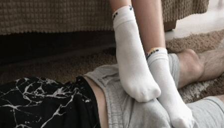 footjob in white socks c