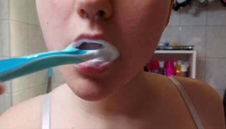 brushing my teeth