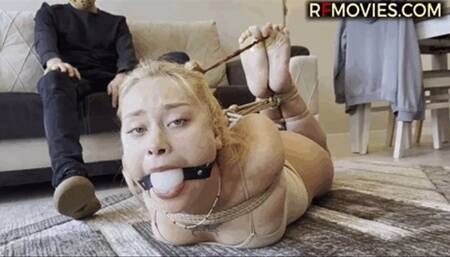 Sunmari - Unexpected bondage adventure and tight hogtie for a charming blonde (FULL HD MP4)