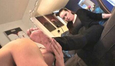 Disgusting dirty feet - Governess Ely with slave Fag7 - MP4 Clip