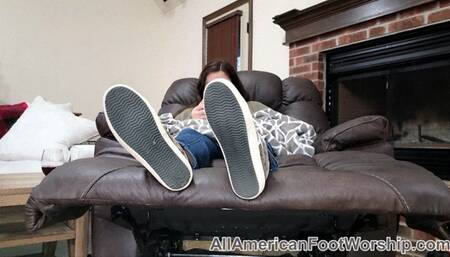 Pov Rachel wearing dirty shoes