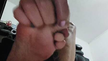 Super Sweaty SLIPPERY SOLES Giantess unaware on a Heatwave day 100 degrees at midnite and she can't sleep she Super hot and sweaty Foot Play Toe Wiggling Toe Knuckle Cracking Scratches moist feet & Slipping Sliding and falling on her ass