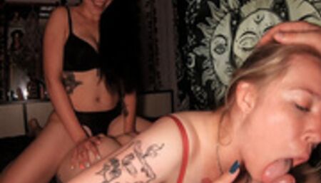 Double Penetration For Our Girlfriend! Surprise Strapon Fucking While She Tries To Suck - POV