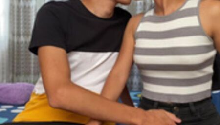 girlfriend and boyfriend make passionate love for the first time at their best friend's house