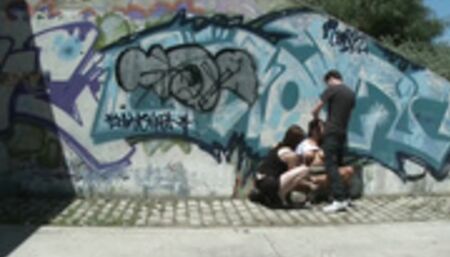 Blindfolded Latina fucked in public