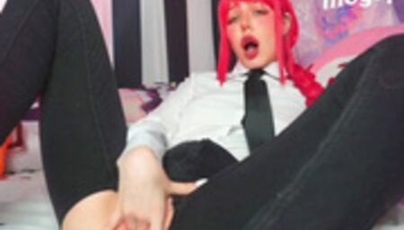 Makima made you watch while she fuck her pussy with dildo chainsaw man