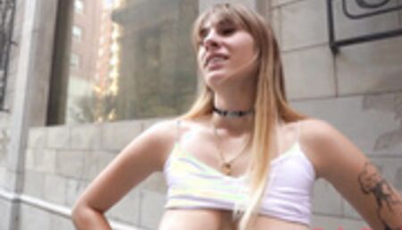 Angel Young 1 - Her natural big boobs are in full view on the street... - TripForFuck