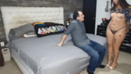 I fuck the neighbor in my bed while my husband fucks his wife in the living room (2/2)