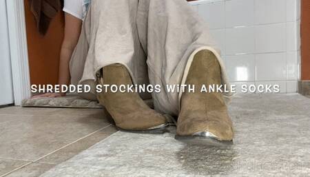 Shredded Stockings with Ankle Boots