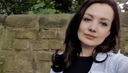 Grey leggings standing outdoor wetting peeing