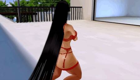 Long Flowing Hair & Red Lingerie (540 mp4)