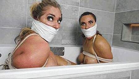 Eliza & Kellie in: Bath-Bound Hold-Up Ordeal for Increasingly Anxious Bound Bubble-Butt Babes! (Bonus Cut) (WMV)