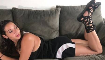 Spartan sandals and bare feet