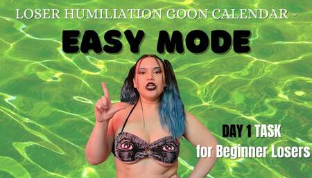 Loser Goon Humiliation Calendar Day 1 - Easy Mode Loser Task for Beginners Centering Around Humiliation, Verbal Humiliation, Sexual Rejection, Denial, and Loser Porn - Interactive Loser Training with Humiliatrix Countess Wednesday - MP4 1080p PNG