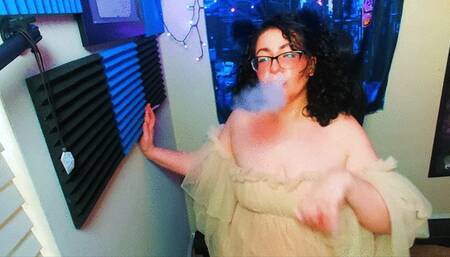 Cat Eared Brat Smokes and Plays with Her Pussy for You