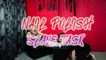 MY SLAVE DOING MY TOES NAILS POLISH , ANGLE 2