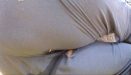 I break a pair of gym pants and piss inside in the public park - Video re-edited in 4K