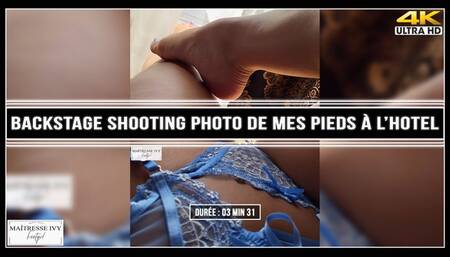 Backstage shooting photo de mes pieds à l'hôtel 4K