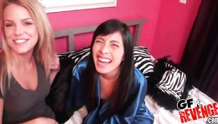 Promiscuous Missy and Rebecca's cowgirl sex