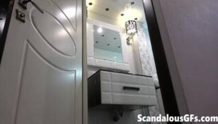 Here's a nude video of my blonde babe in the bathroom