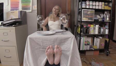 DINE WITH DEE'S FEET - Goddess Dee, Foot Fetish, POV, Soles, JOI - WMV