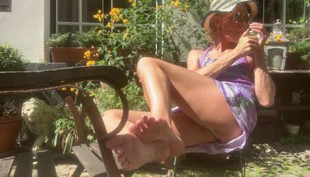 Feet tease while smoking