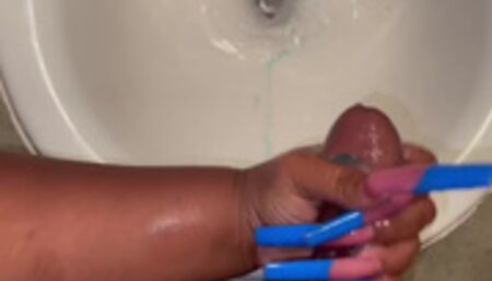 Washing His Dick In The Sink..He Started To Piss????????