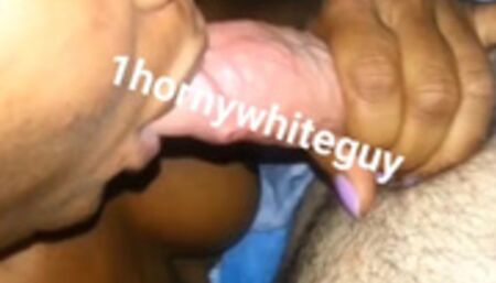 Haitian MILF sucking horny white guy