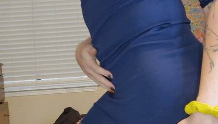 Tgirl in Tight Dress Strips and Cums