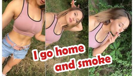 Smoking on the way home - Selfie on phone