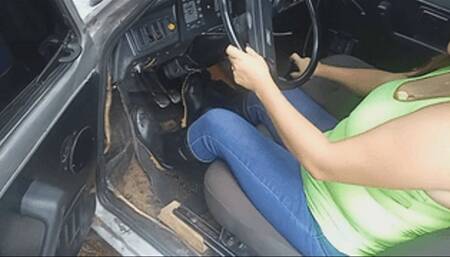 Barbara leaving the farm and driving home