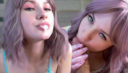 Beautiful Girl Handjobs In Gloves, Sucks Dick And Cums In Mouth Gloves Fetish