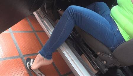 Barbara in flip flop pedal pumping hard