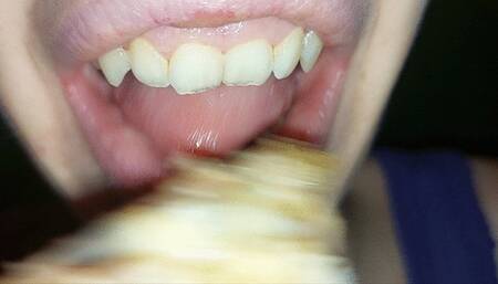 I lick a chicken leg bone (close-up version)