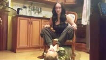 Footsmother Sock gag humiliation