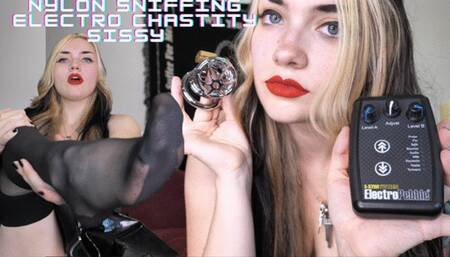 Nylon Sniffing Electro Chastity Sissy