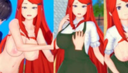 [Hentai Game Koikatsu! ]Have sex with Big tits Naruto Kushina Uzumaki.3DCG Erotic Anime Video.