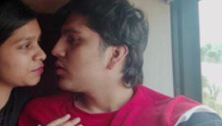 Indian Teen Couple Kissing in the Bus