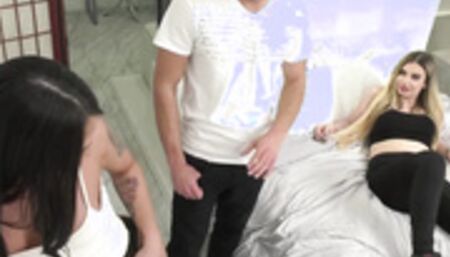 Transexuals fuck straight guy threesome